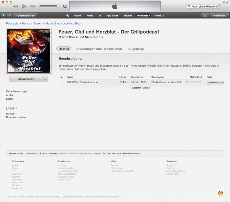 iTunes-Eintrag OK