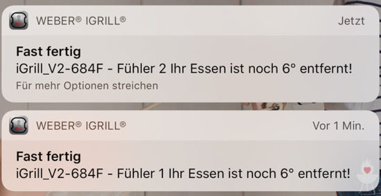 iGrill2 Thermometer Benachrichtigung Fast fertig