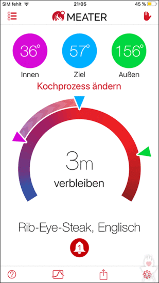 Meater-App: Restzeit